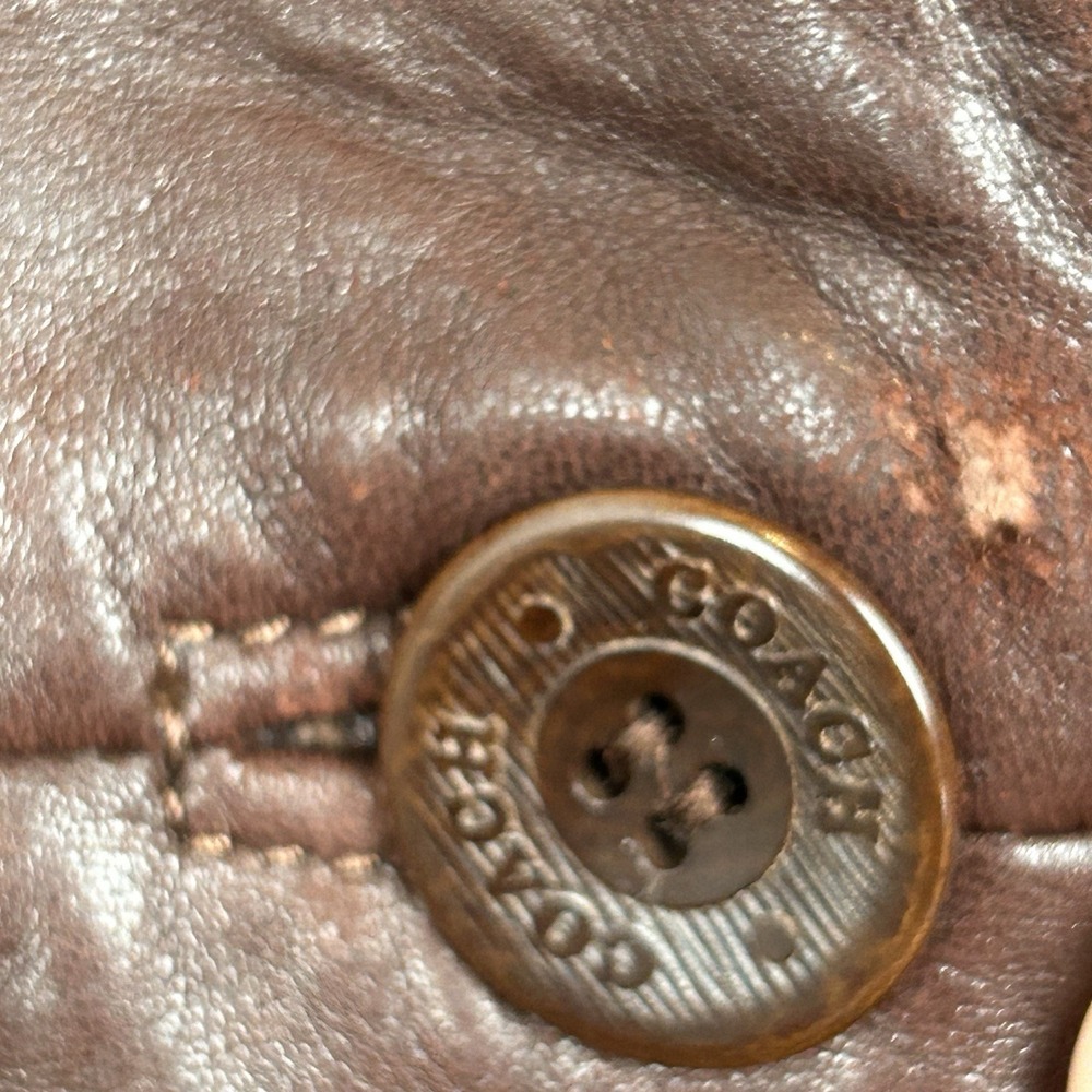 COACH Brown Leather Coat  No.D6K-0966 Sz Small MISSING Belt  VINTAGE  Jacket - Picture 9 of 16